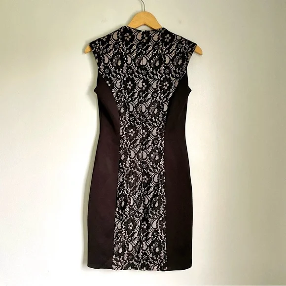 Cynthia Rowley Lace Inset Silhouette Dress Womens 4 Little Black Dress - Picture 3 of 13